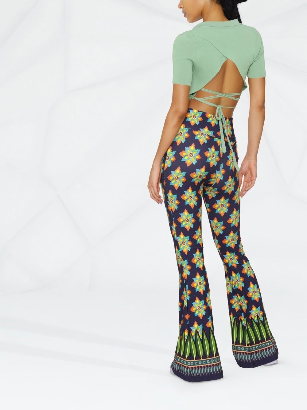 graphic-print flared trousers - 4