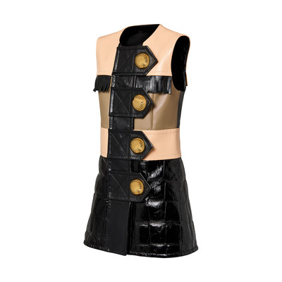 Louis Vuitton Mixed Leather Stud Button Dress outlook