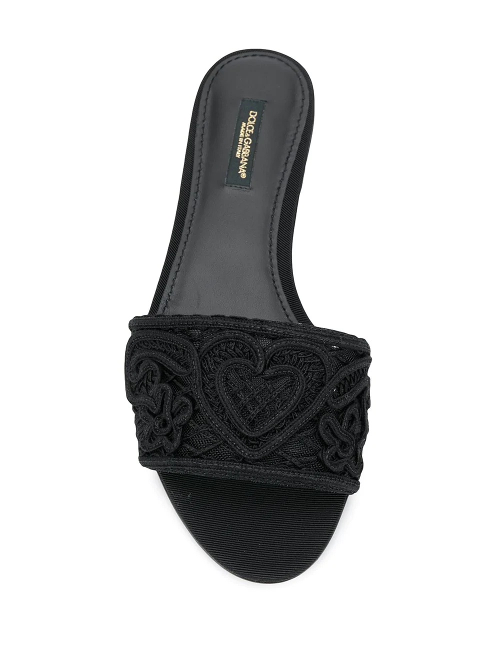 heart embroidery slide sandals - 4