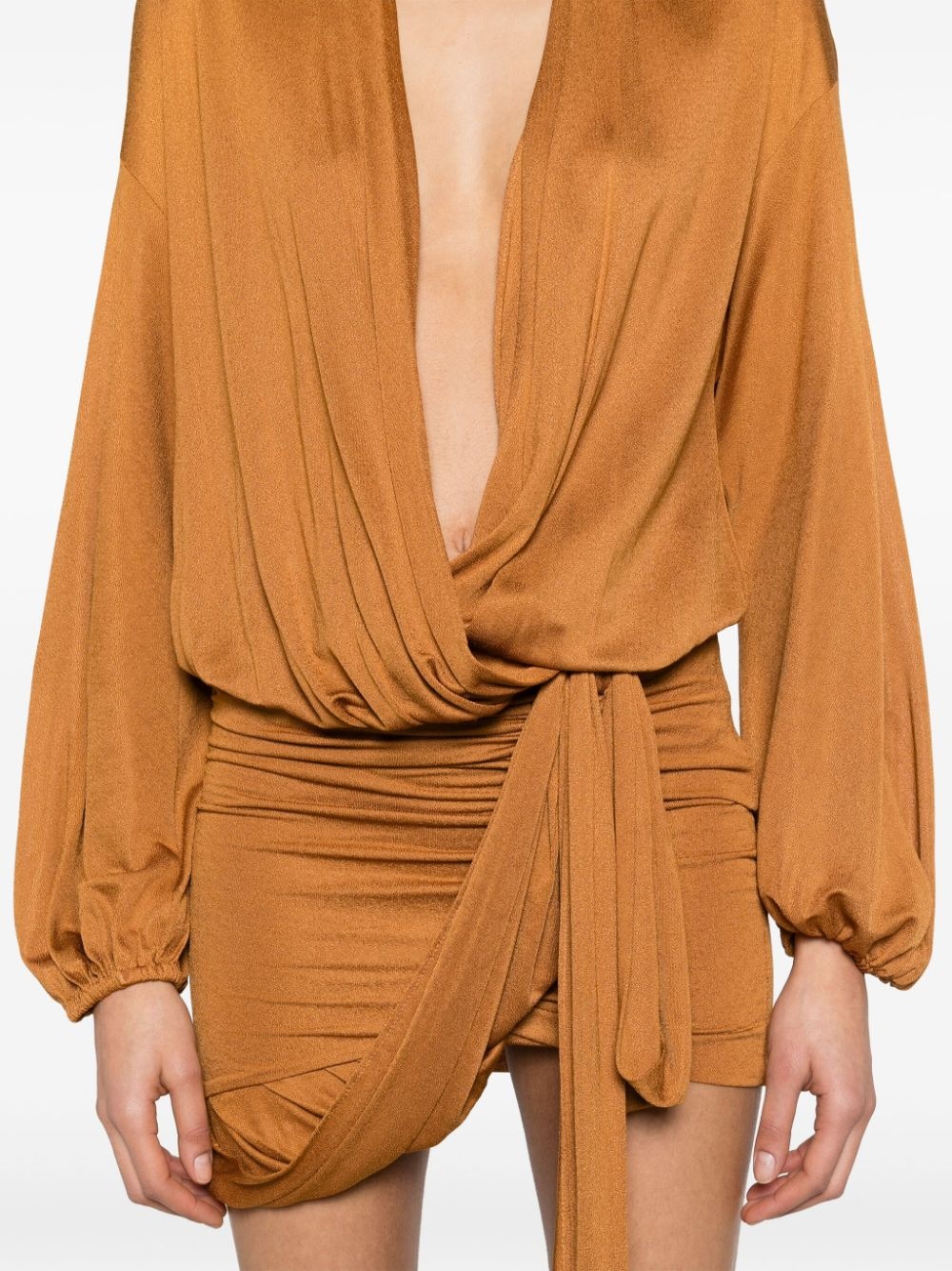 long-sleeve wrap minidress - 5