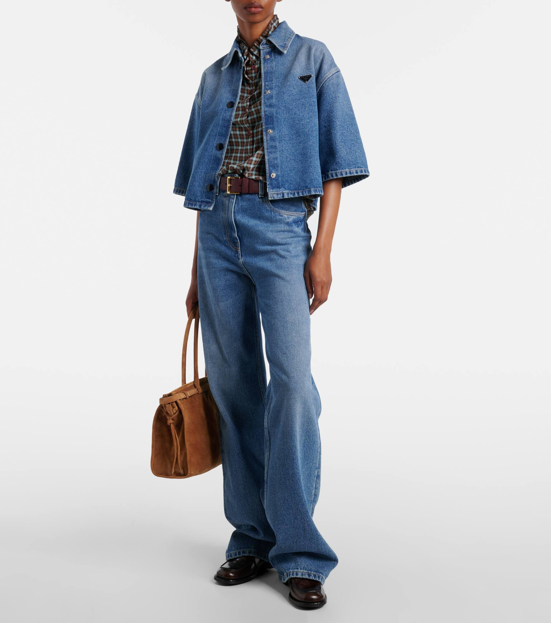 Logo cropped denim shirt - 2