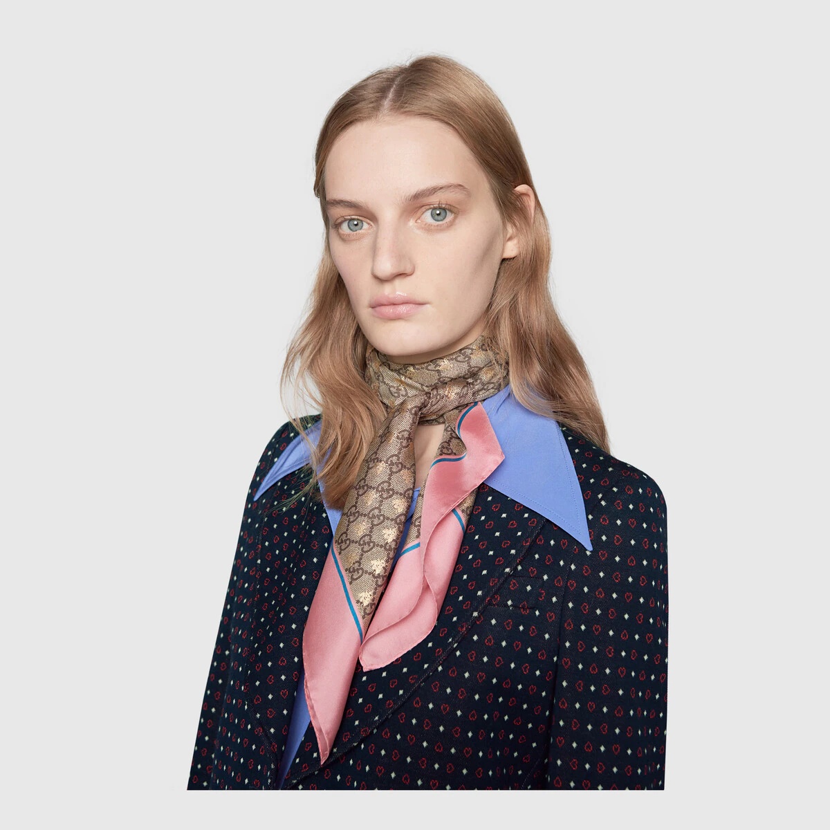 GG bees silk scarf - 3