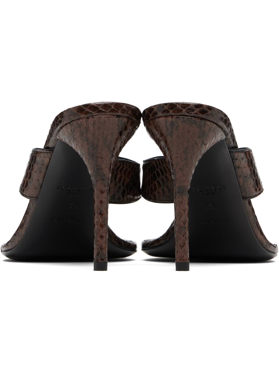 Brown Thong Elaphe Leather Mule Sandals - 2