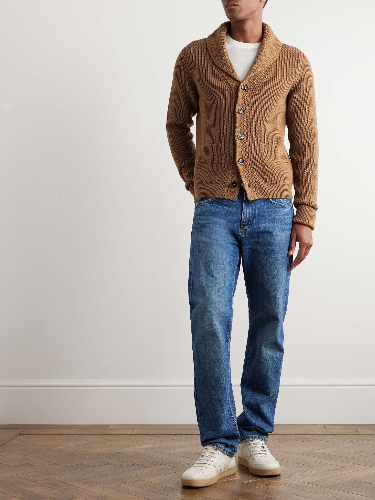 Slim-Fit Shawl-Collar Ribbed Cashmere Cardigan - 2