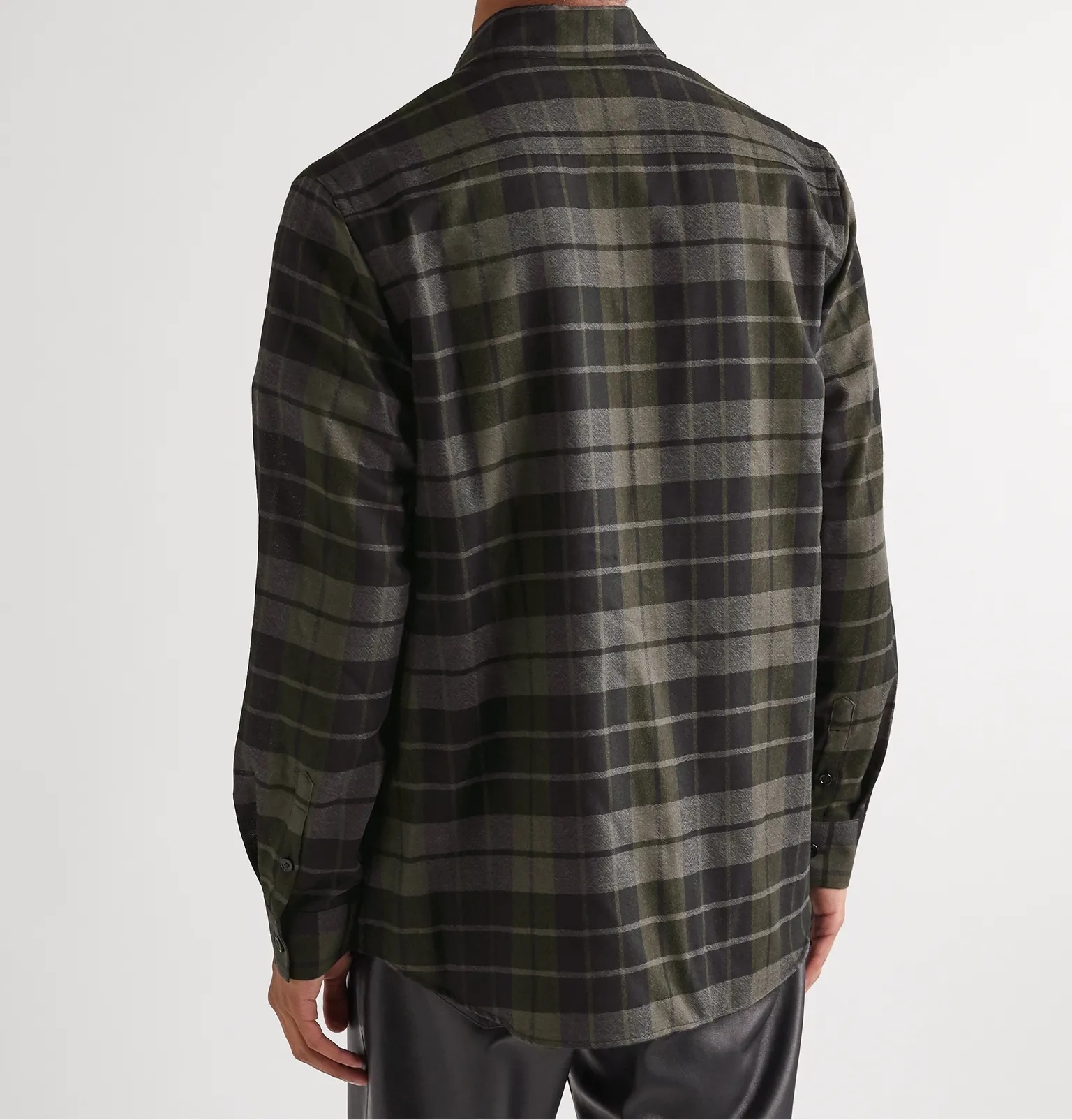 Logo-Appliquéd Checked Wool-Flannel Overshirt - 4