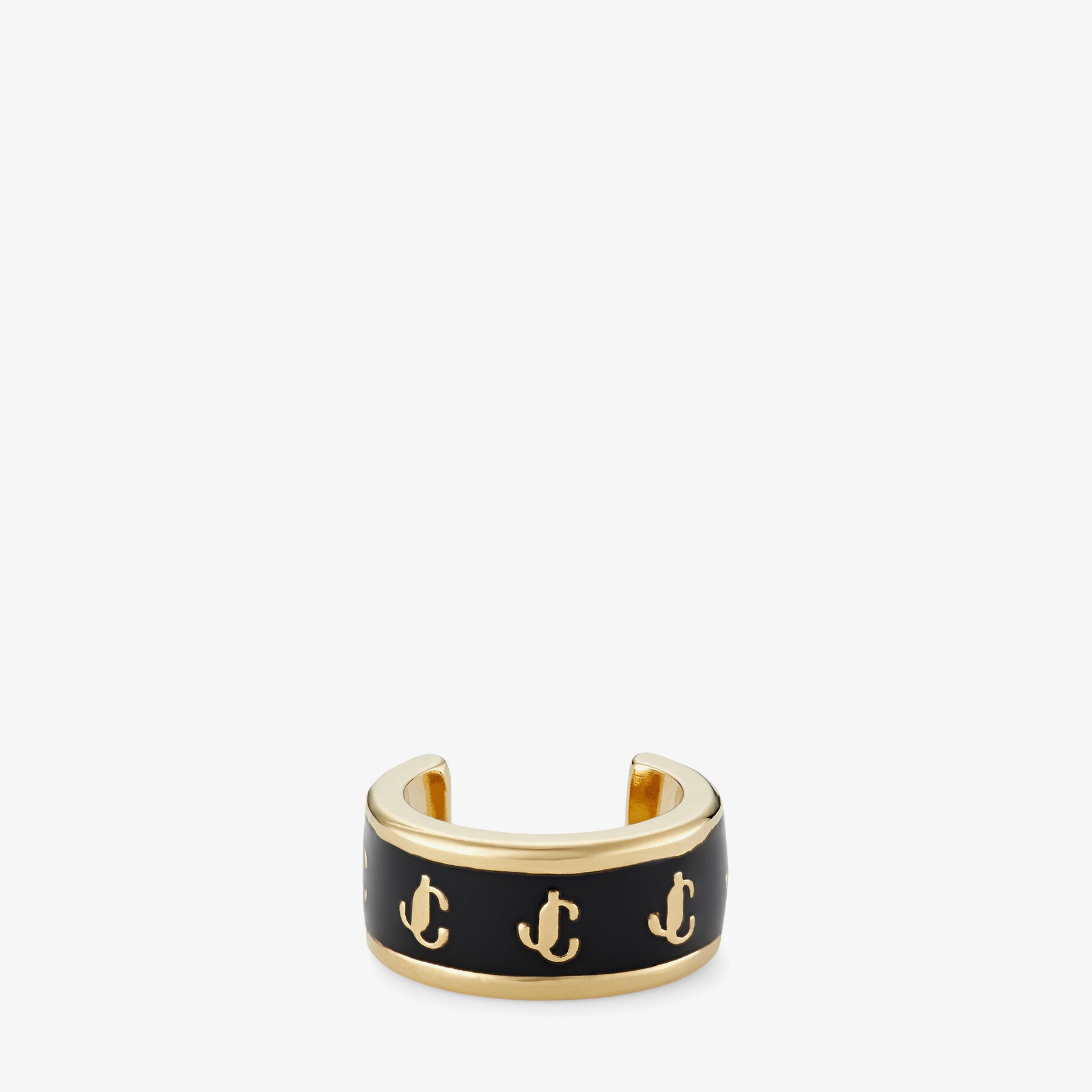Single JC Ear Cuff
Gold-Finish Metal and Black Enamel JC Ear Cuff 1