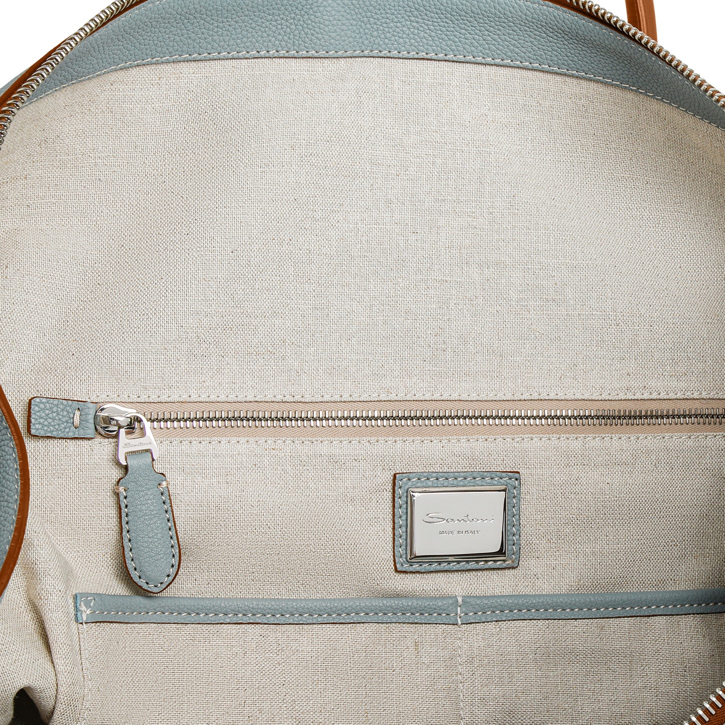 Light blue tumbled leather weekend bag - 4