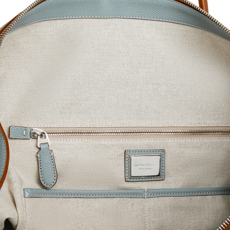Light blue tumbled leather weekend bag 4