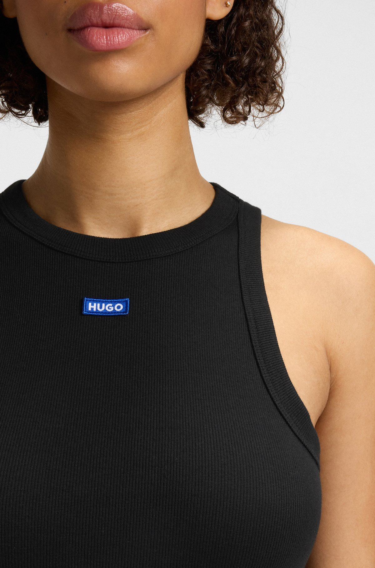 SLIM-FIT STRETCH-COTTON TOP WITH BLUE LOGO BADGE - 5