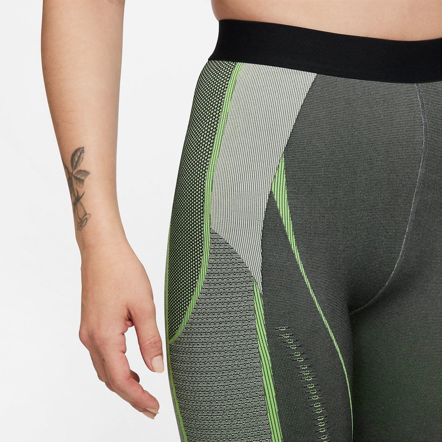 (WMNS) Nike Pro Leggings 'Off-Noir Light Smoke Grey Iron Grey Action Green' DV4015-045 - 2
