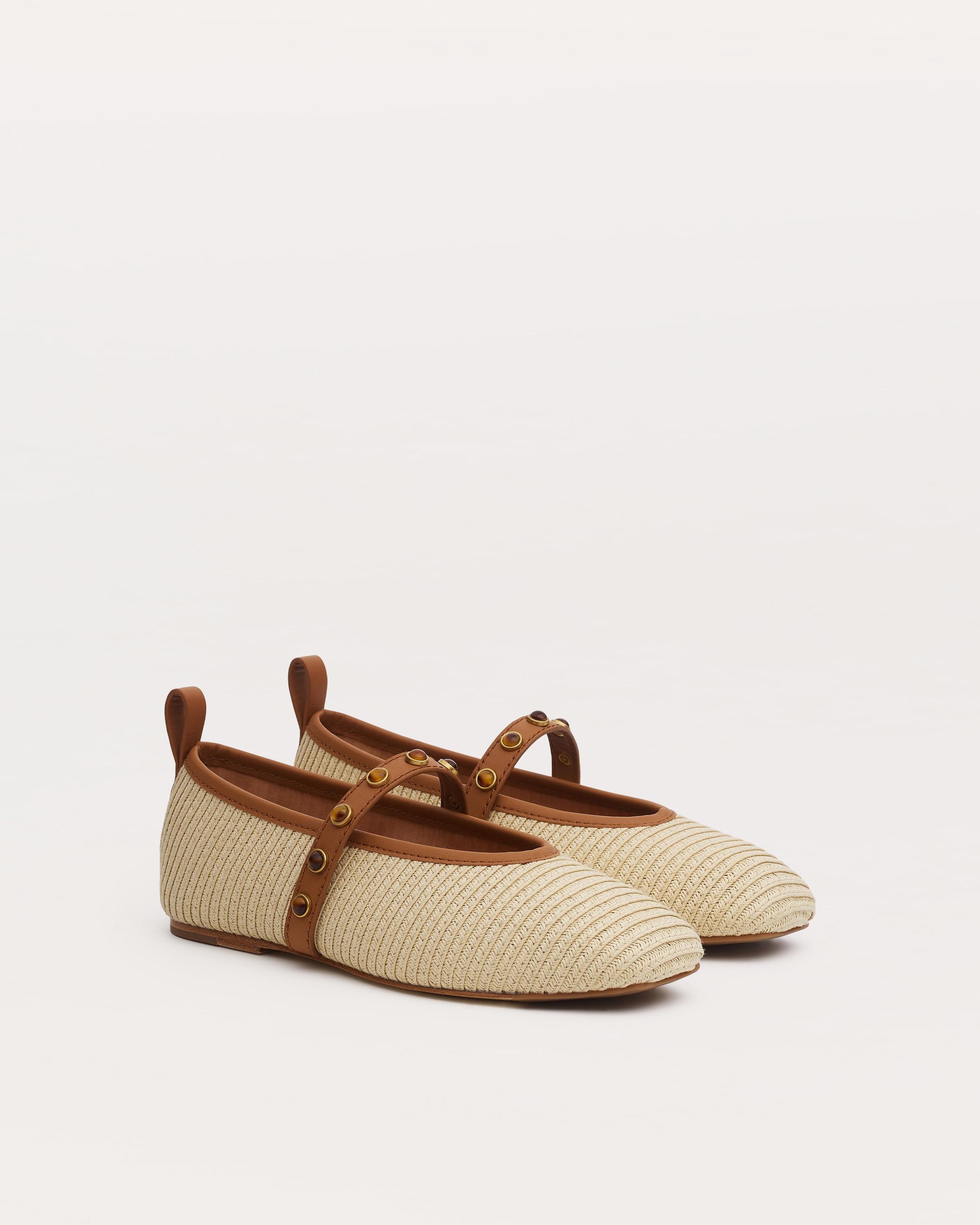 Spire Straw Mary Janes
Cabochon Studs - 3