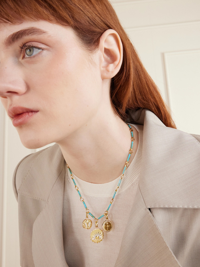 FOUNDRAE Element 18-karat Gold, Turquoise And Diamond Necklace outlook