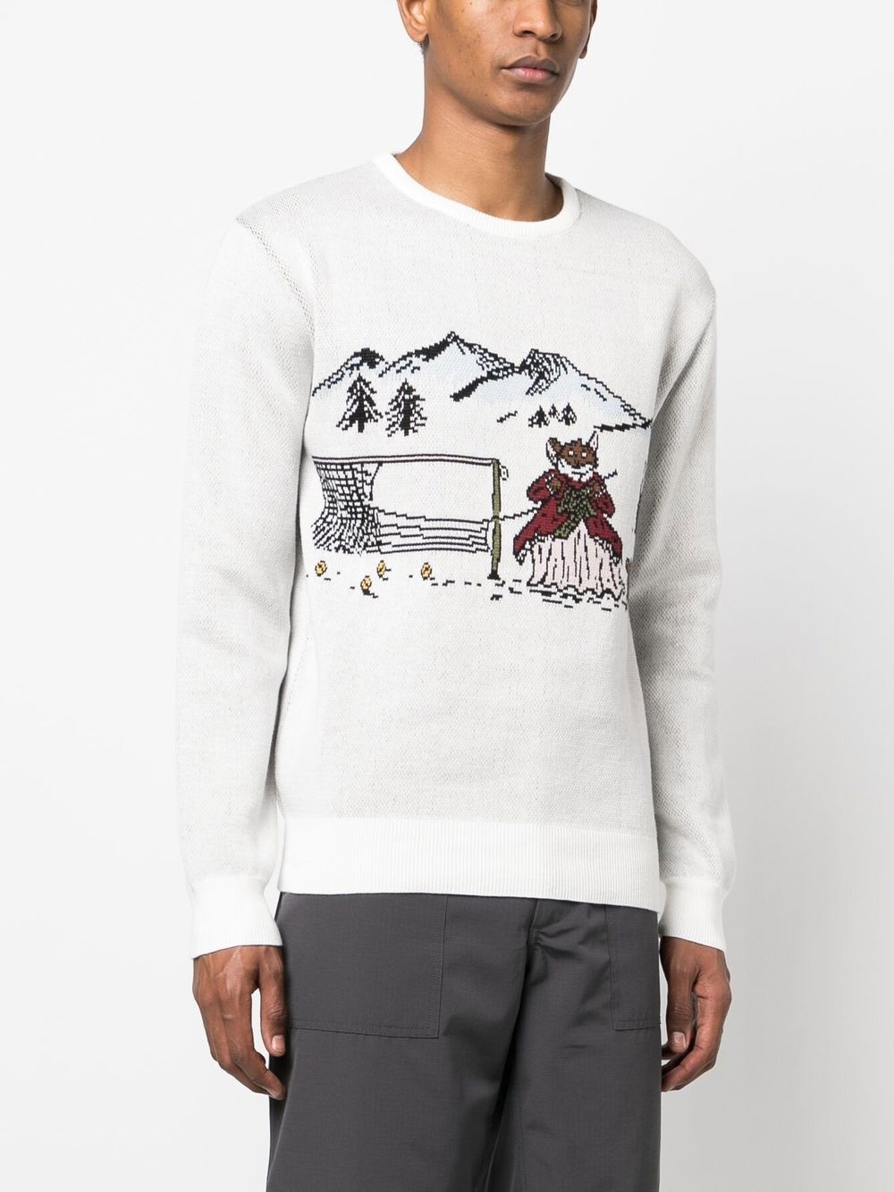 intarsia-knit crew neck jumper - 3