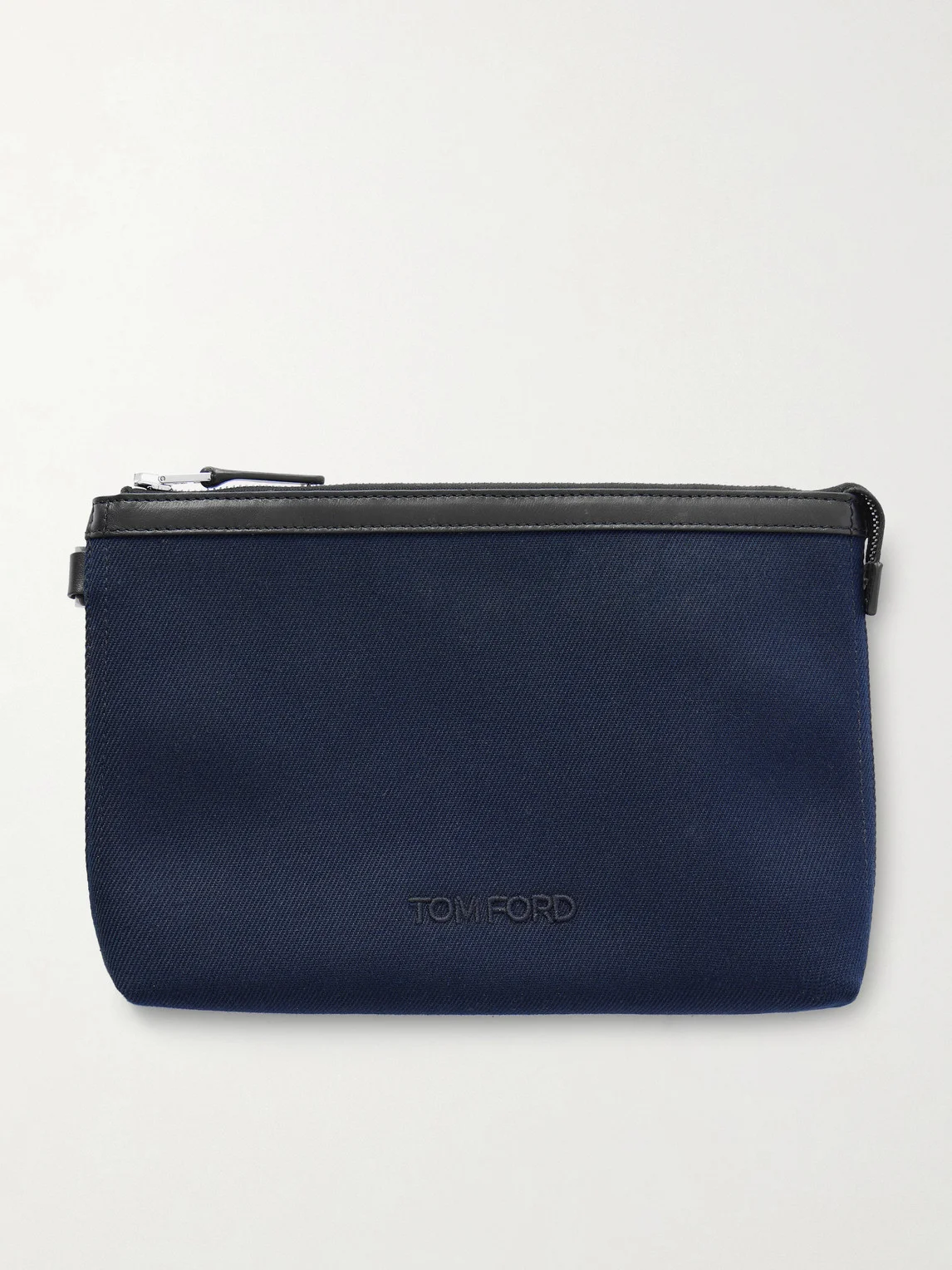Leather-Trimmed Canvas Pouch - 1