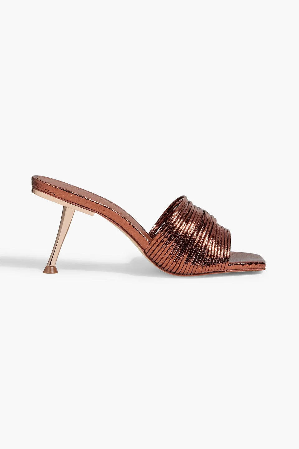 Giana metallic lizard-effect leather mules - 1