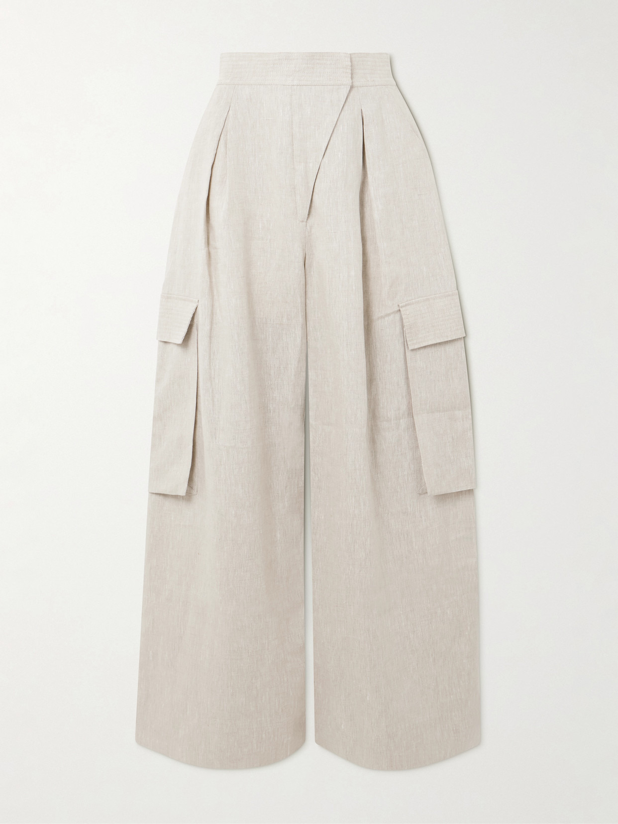 Mi Memoria Pleated Linen Cargo Wide-leg Pants - 1