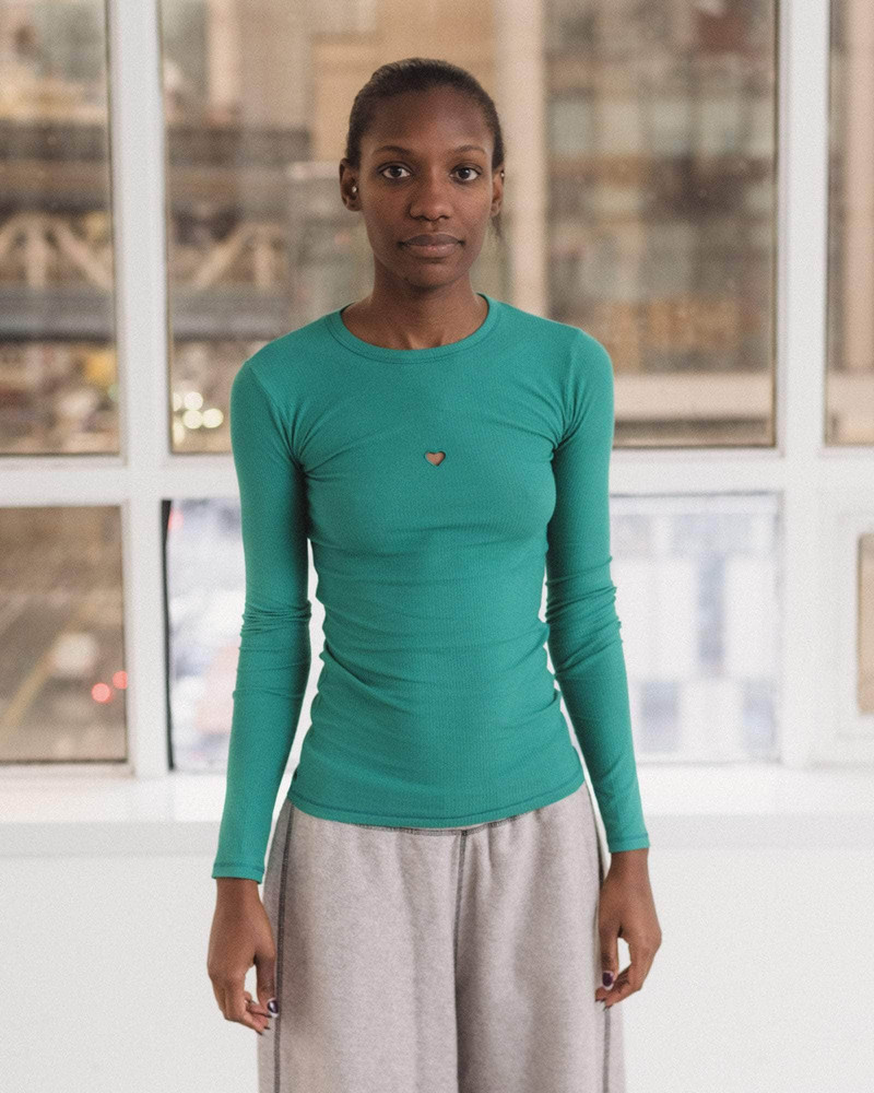 Heart Long Sleeve Tee - Fine Organic Cotton Rib 1