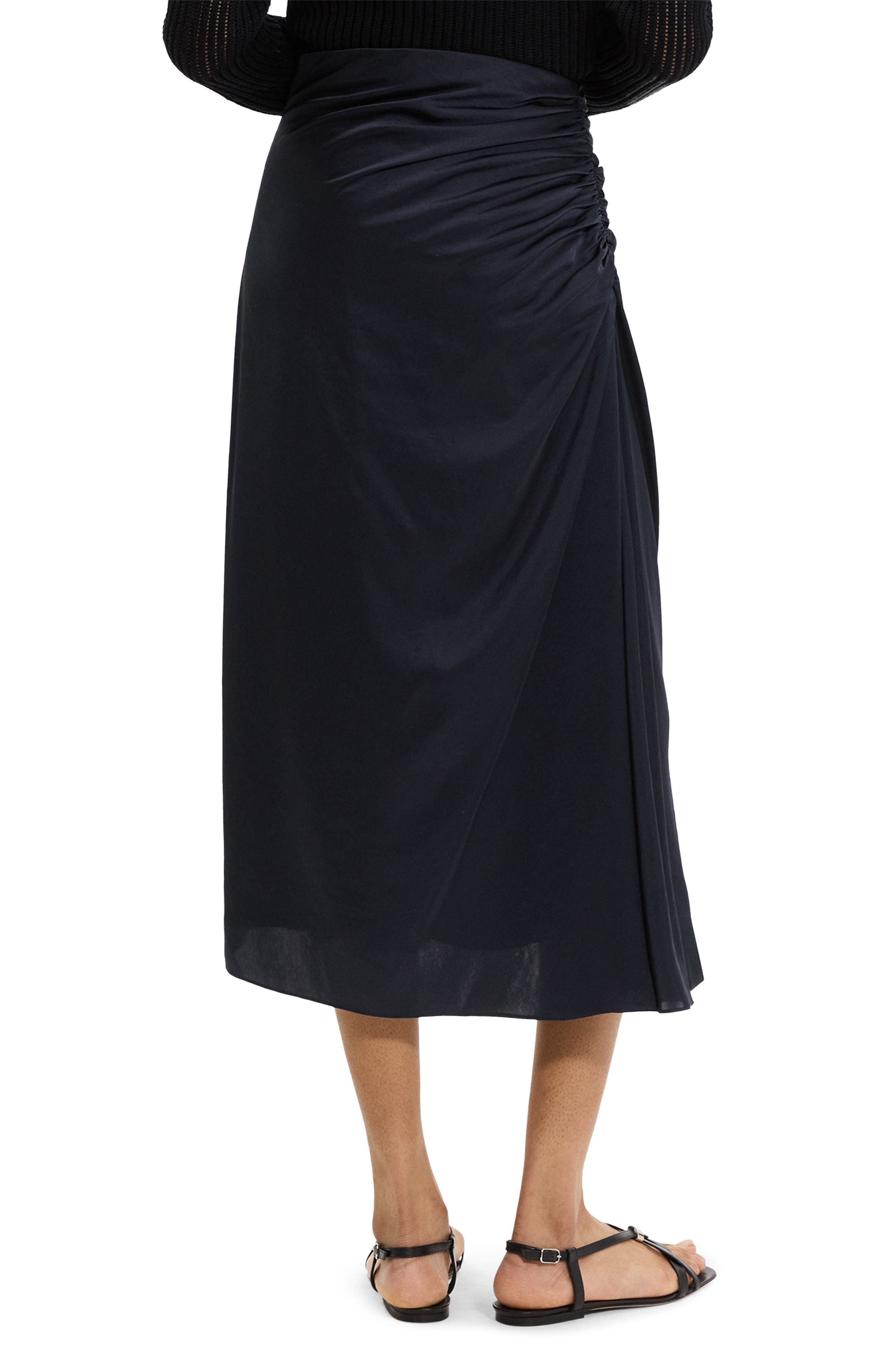 Theory Ruched Midi Skirt in Nocturne Navy at Nordstrom - 2