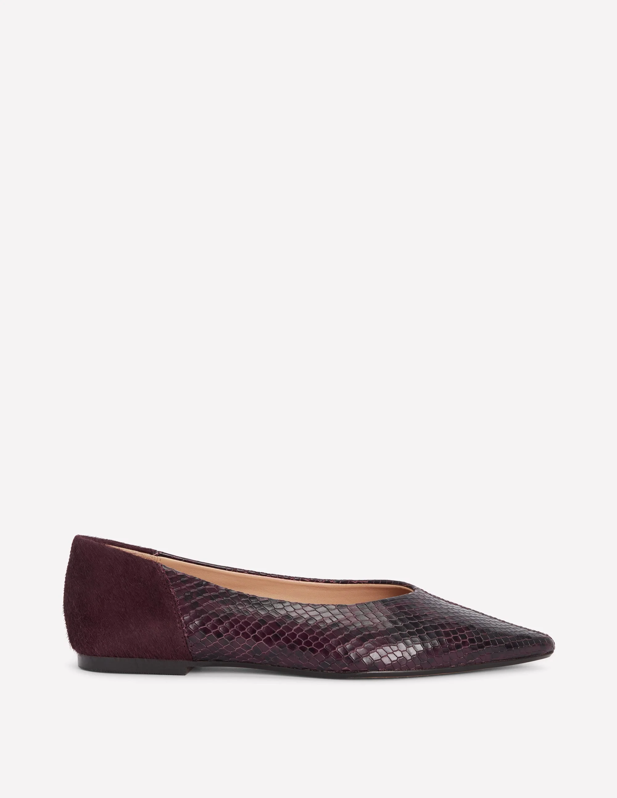 Nigella Pointed Toe Flats-Oxblood Snake Print - 1