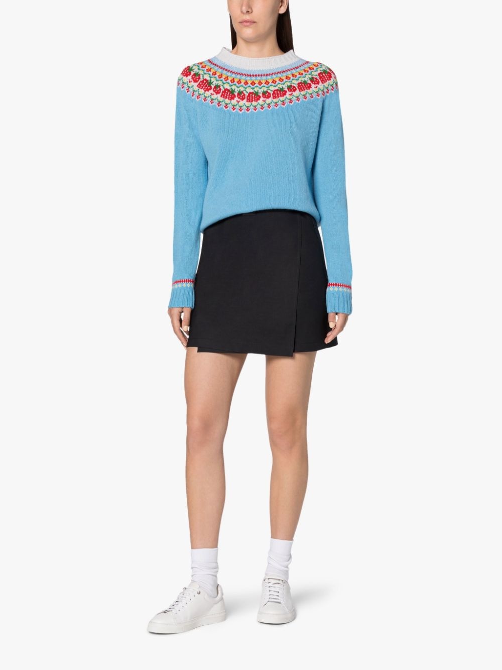 KELSI BLUE WOOL FAIR ISLE CREWNEK SWEATER - 2