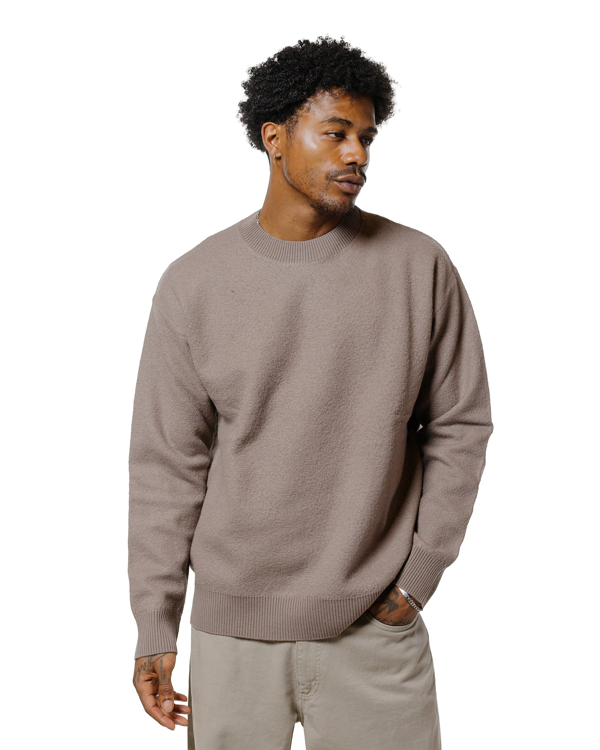 Rom Boiled Wool Crewneck Walnut - 2