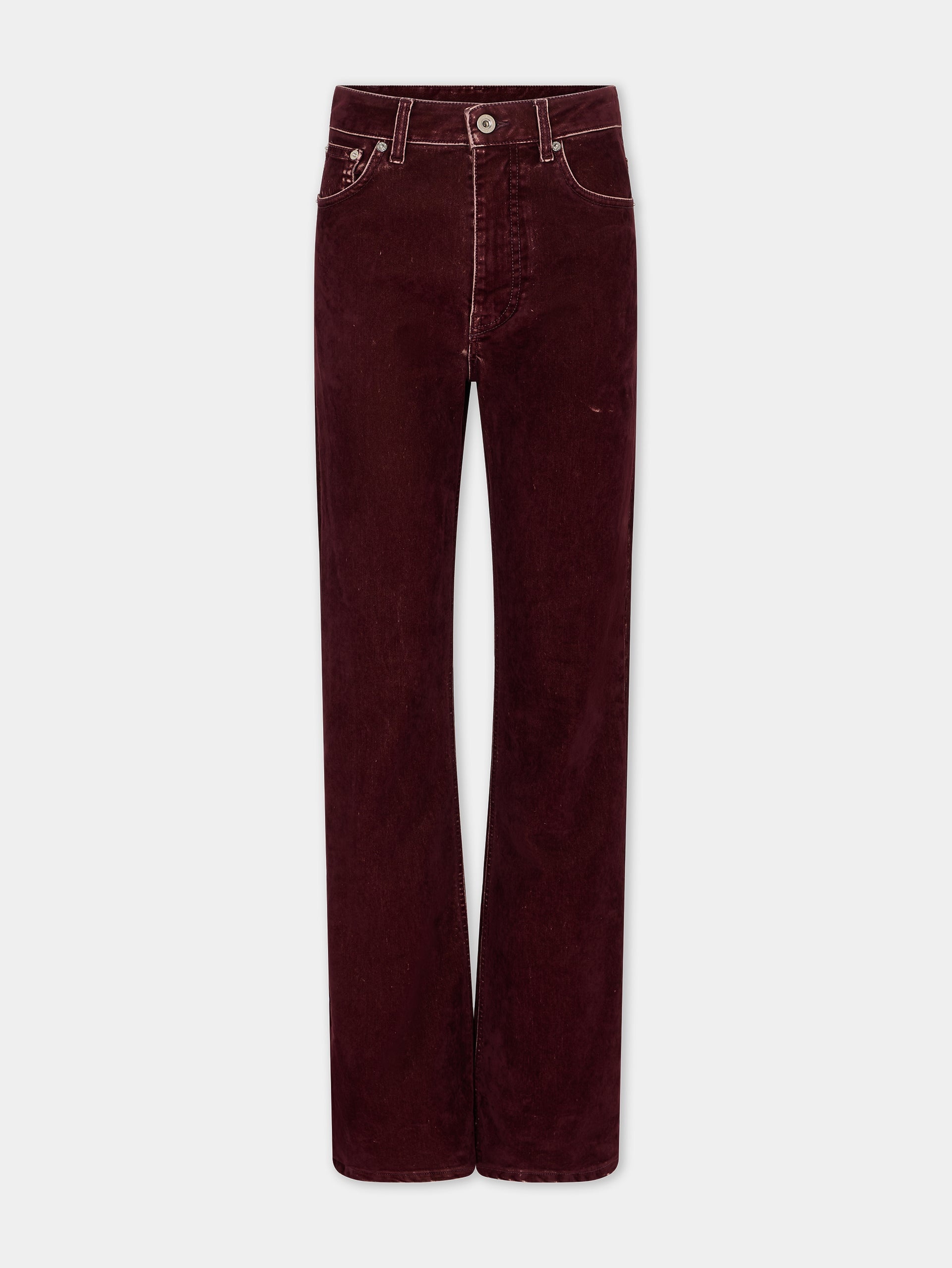 FLARE TROUSERS IN BURGUNDY VELVET - 1