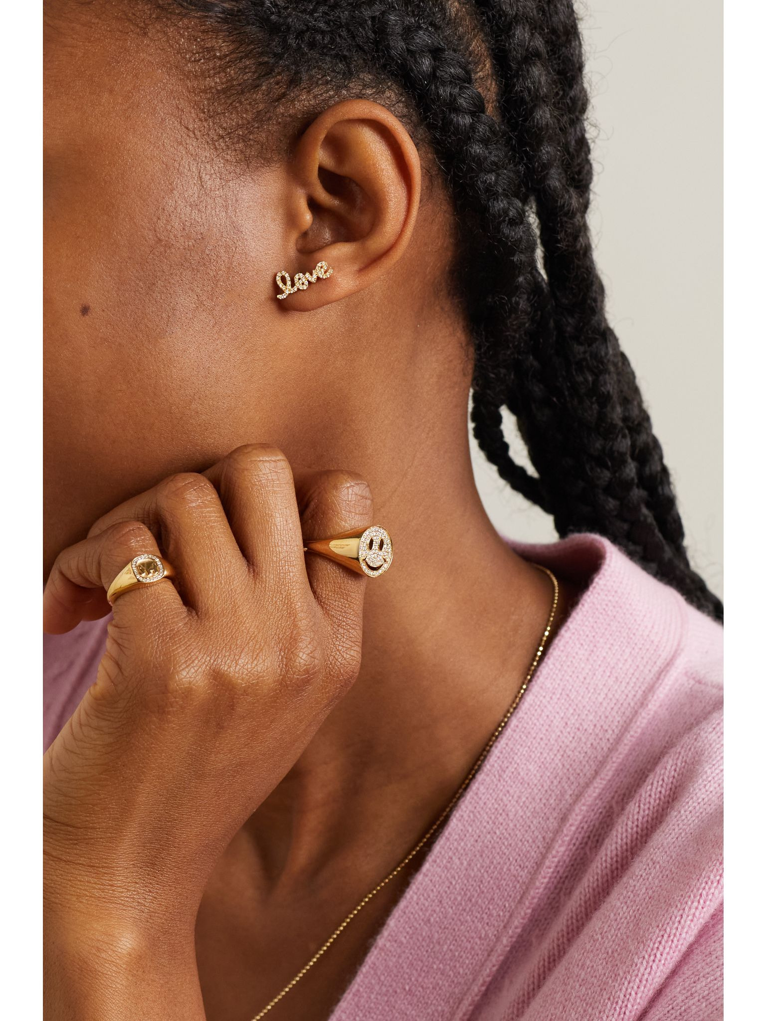Love 14-karat gold diamond single earring Gold - 4