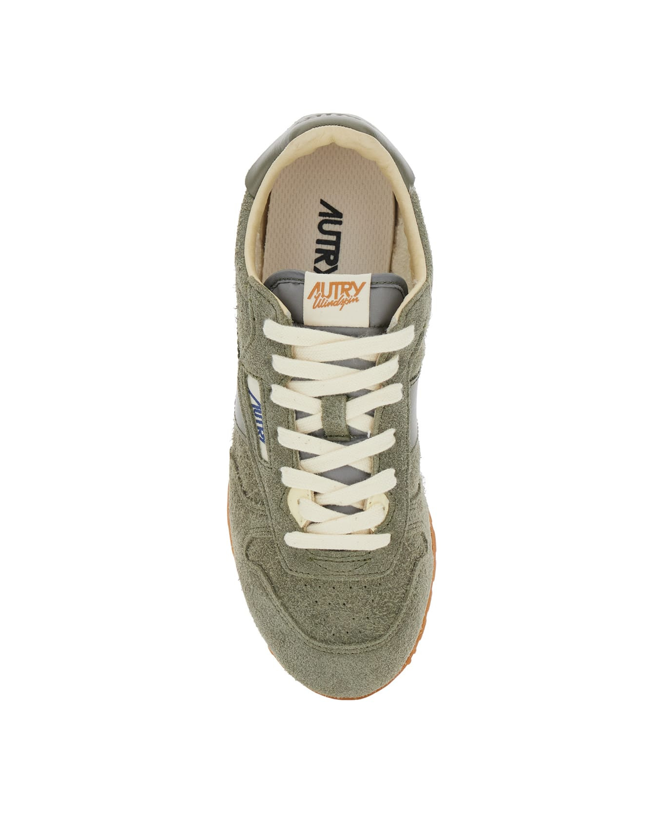 'windspin' Green Low Top Sneakers With Logo Patch On Tongue And Side In Suede Woman - 4