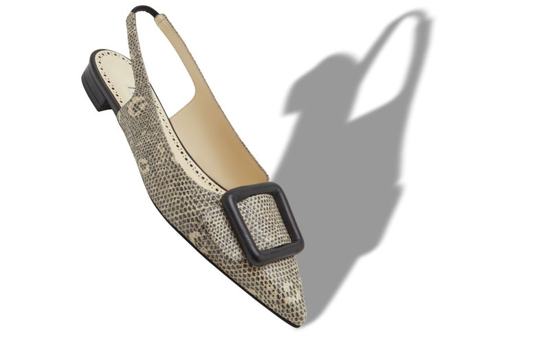 Manolo Blahnik Lizard Print Calf Leather Slingback Pumps outlook