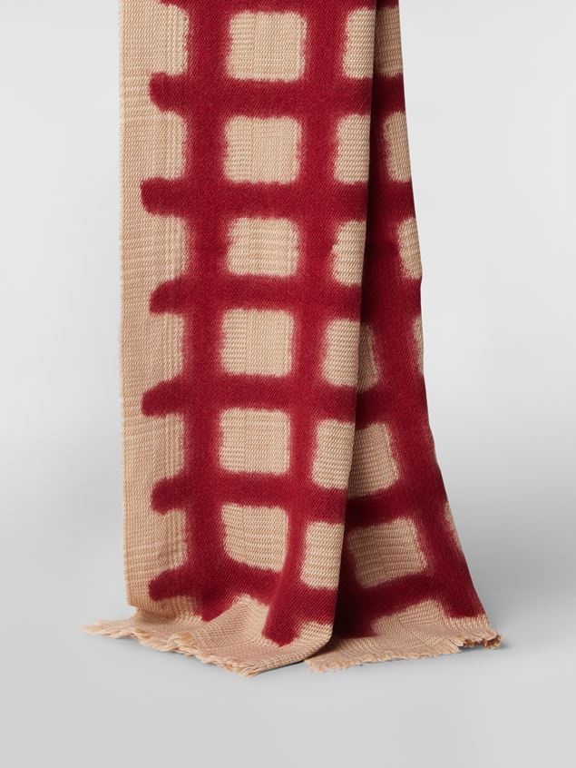 CHECK DESIGN SPRAYED WOOL SCARF - 4