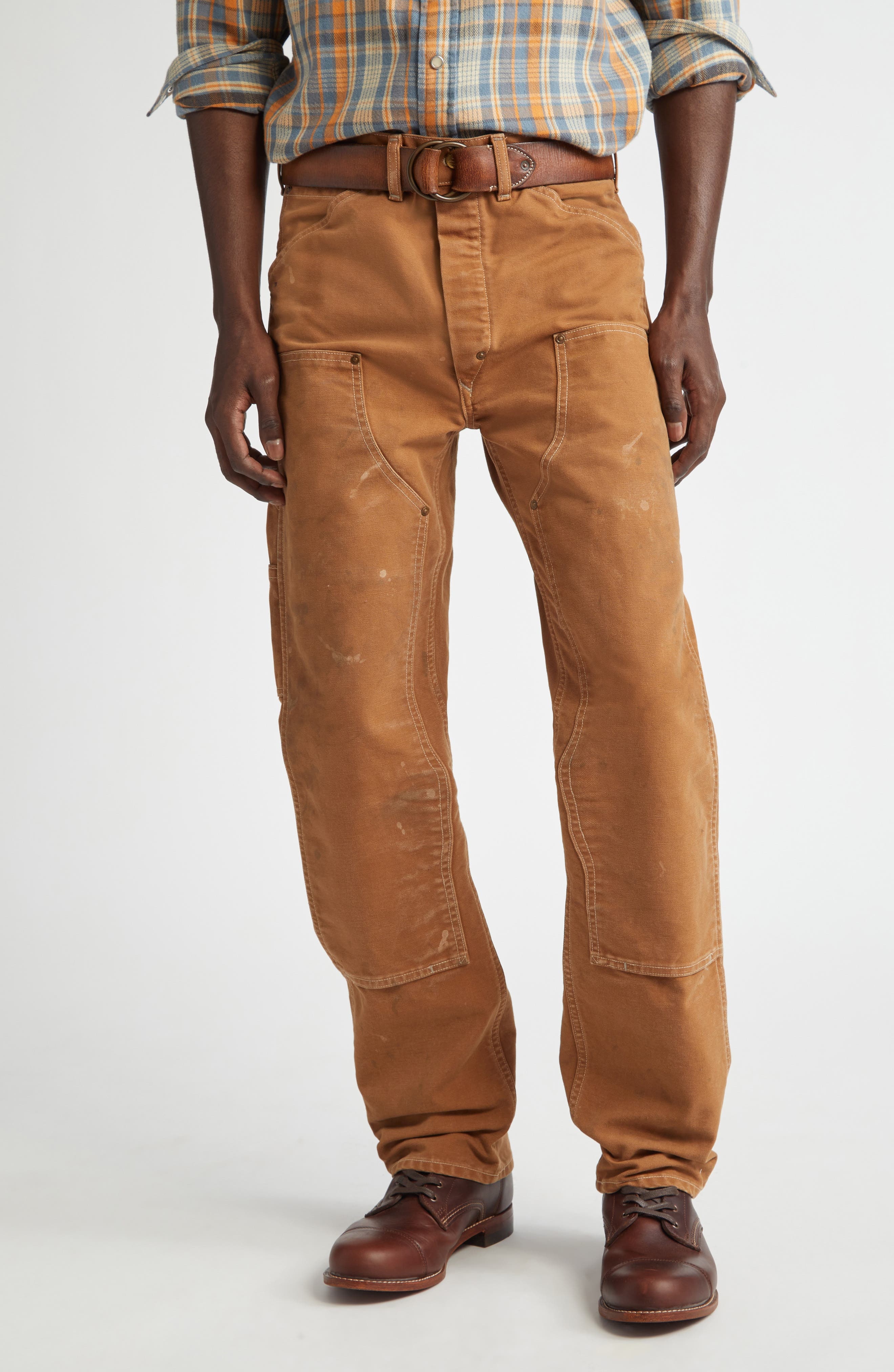 Double RL Hamilton Distressed Carpenter Pants in Khaki at Nordstrom - 1