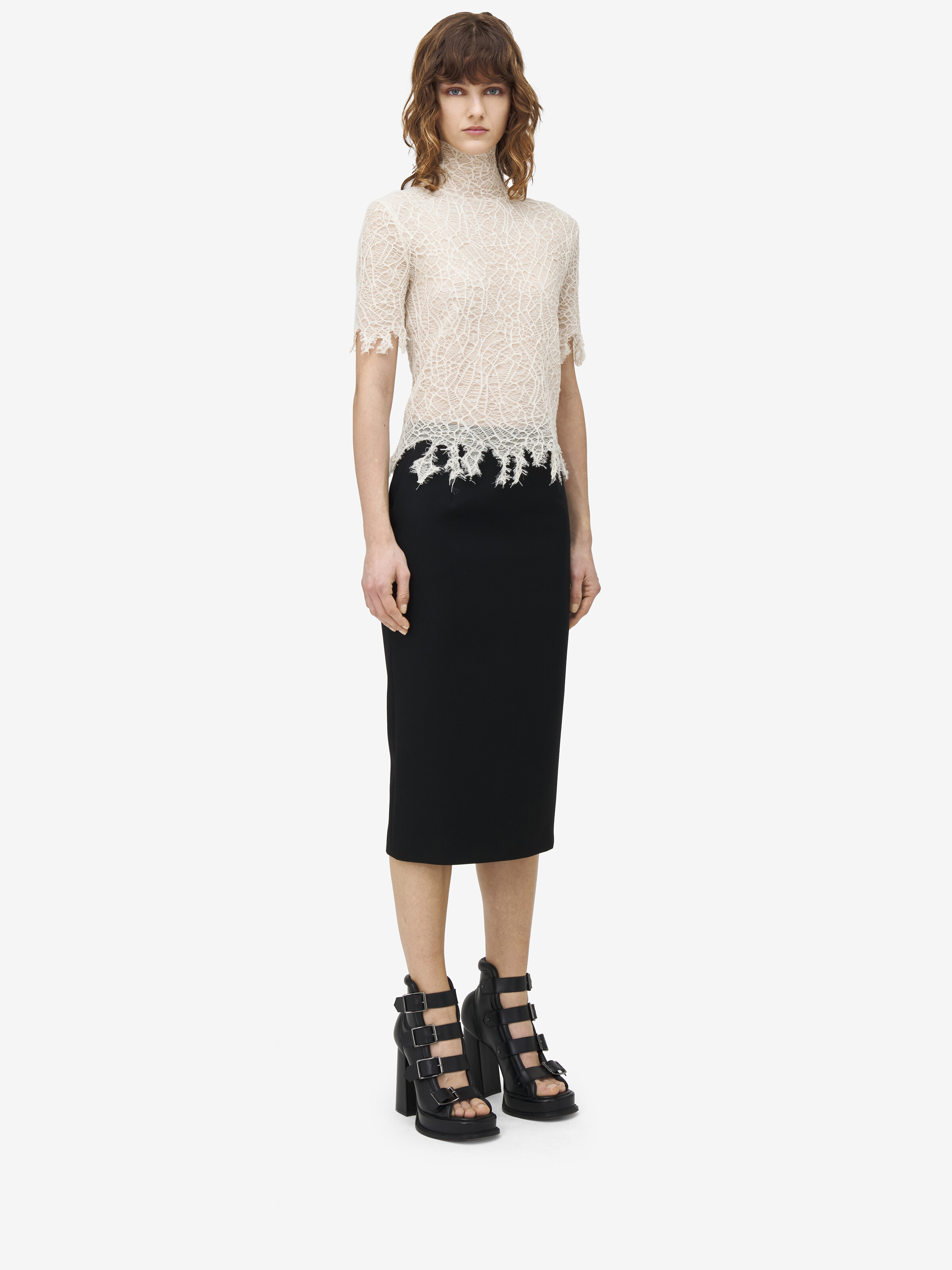 Buttoned Pencil Skirt - 3