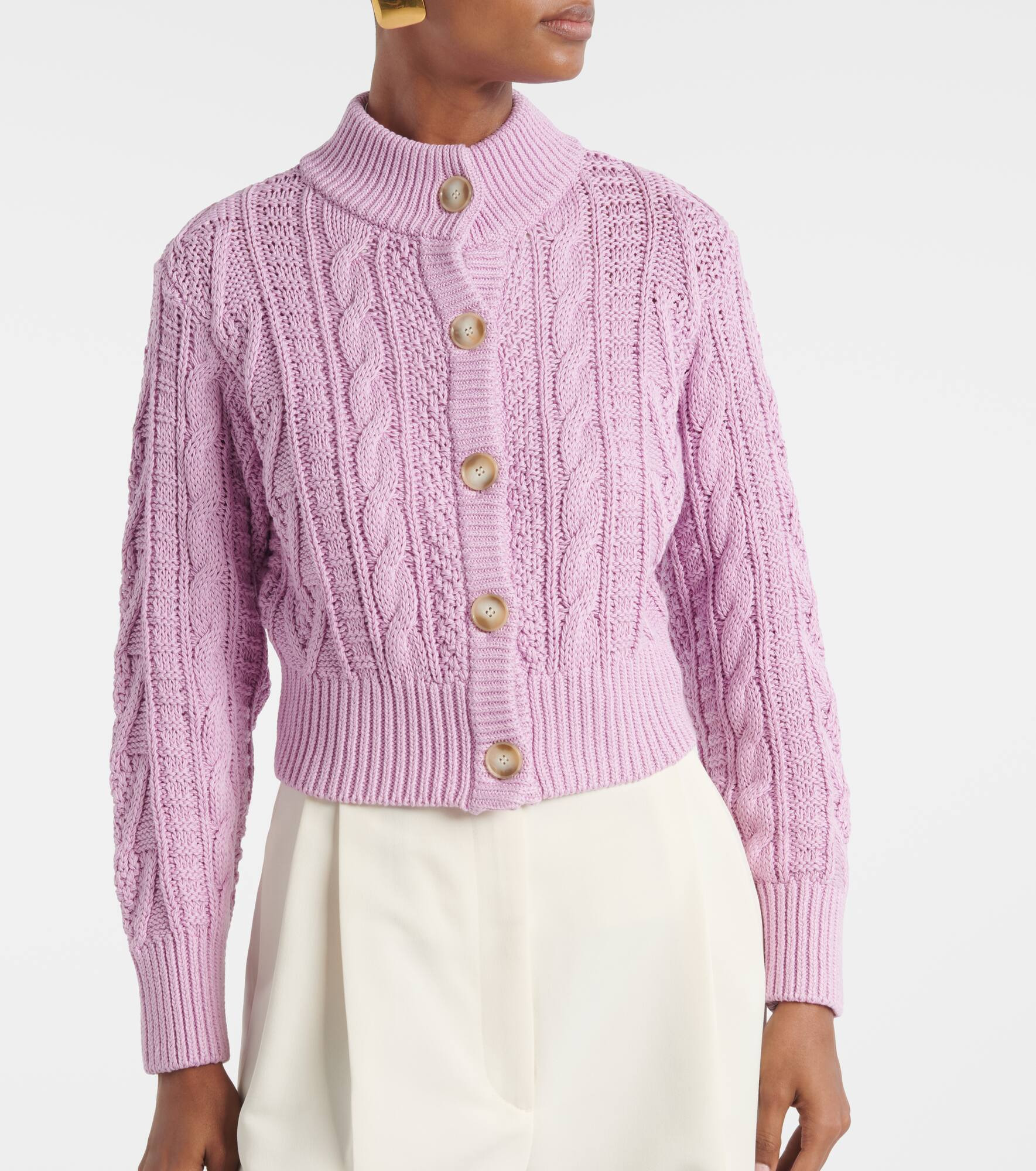Aleph cable-knit cropped cotton cardigan - 5
