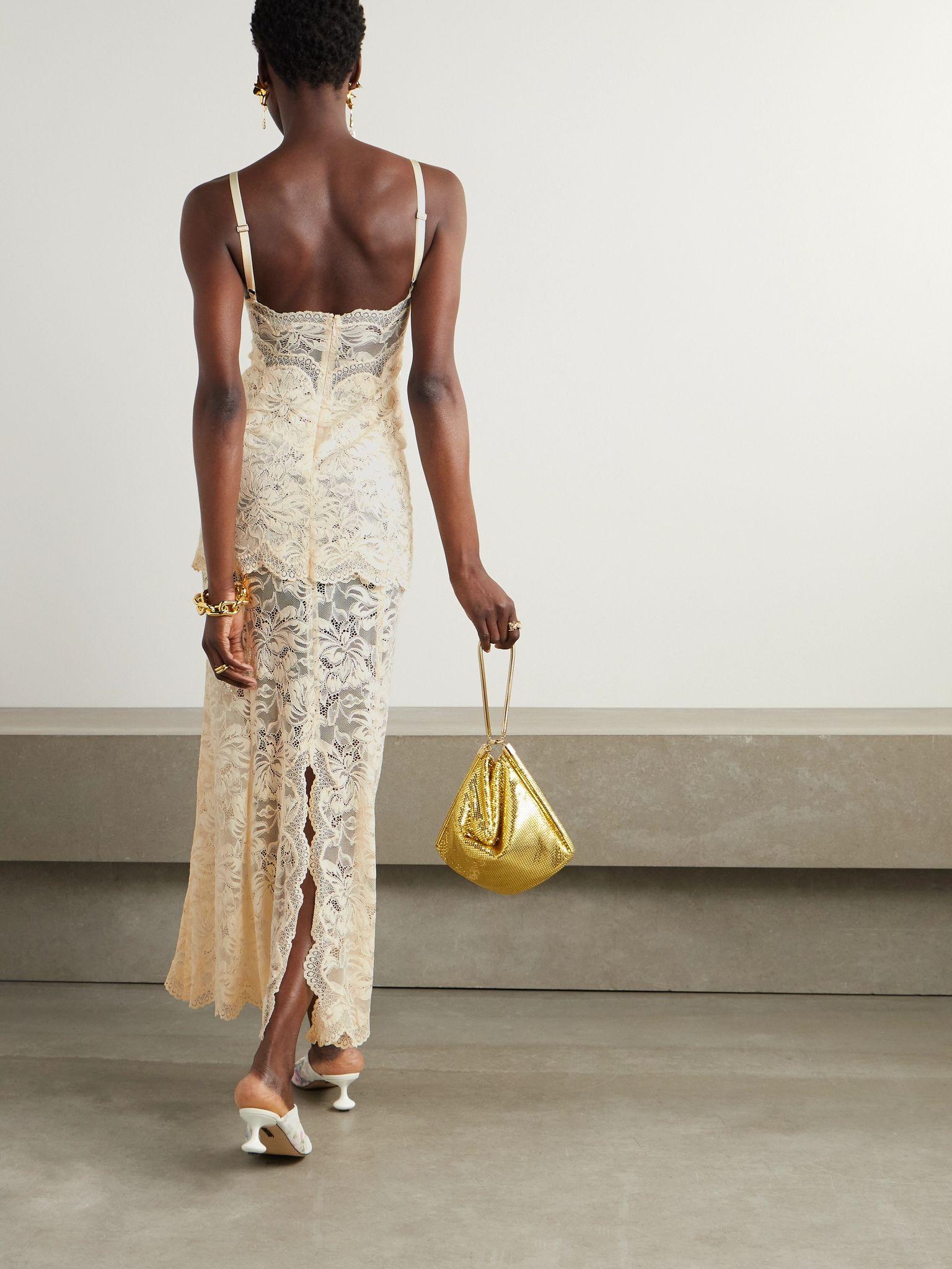 Guipure lace maxi dress Ivory - 3
