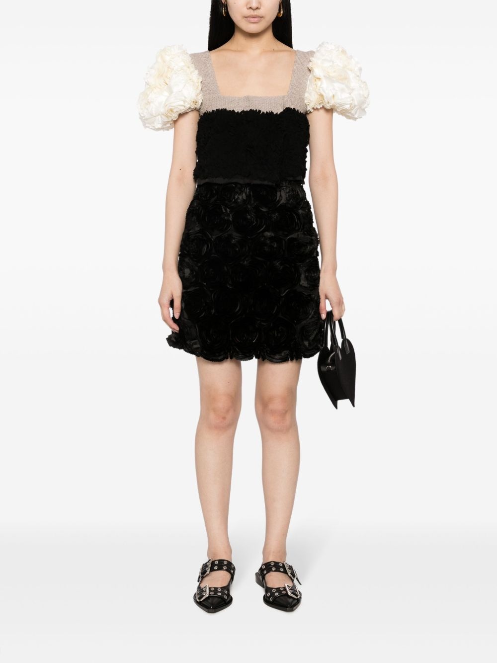 floral-appliqué silk skirt - 2