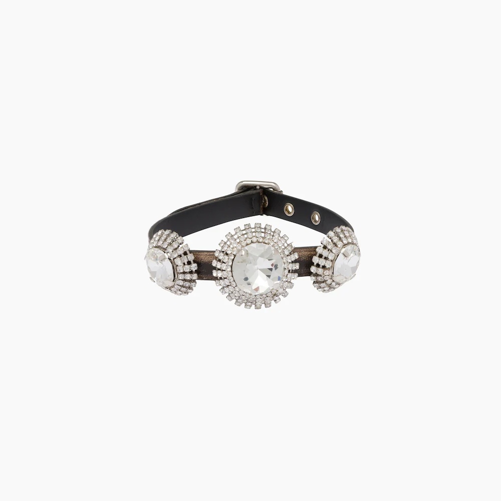 Nappa leather choker with crystals - 1