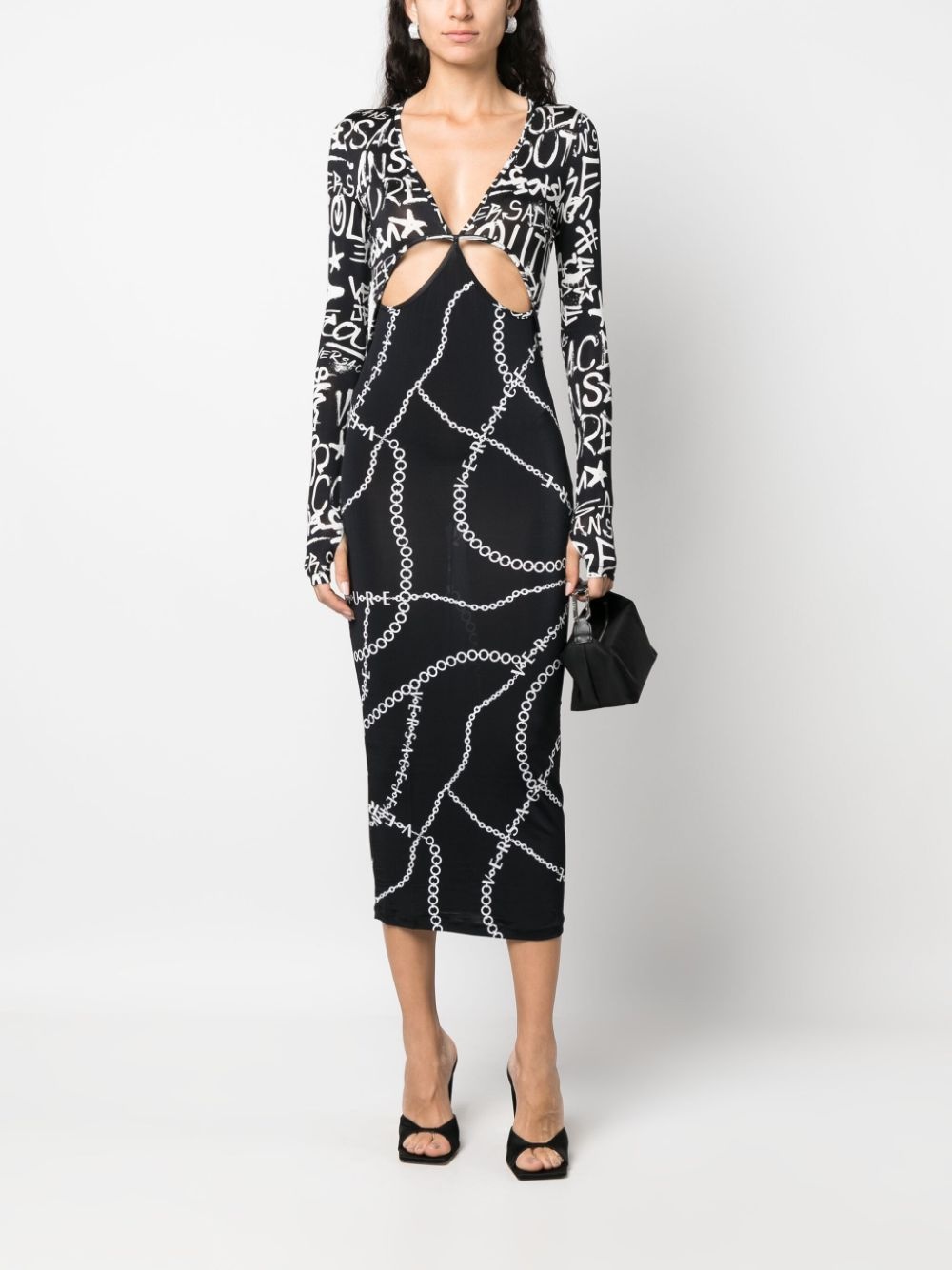 logo-print cut-out midi dress - 2