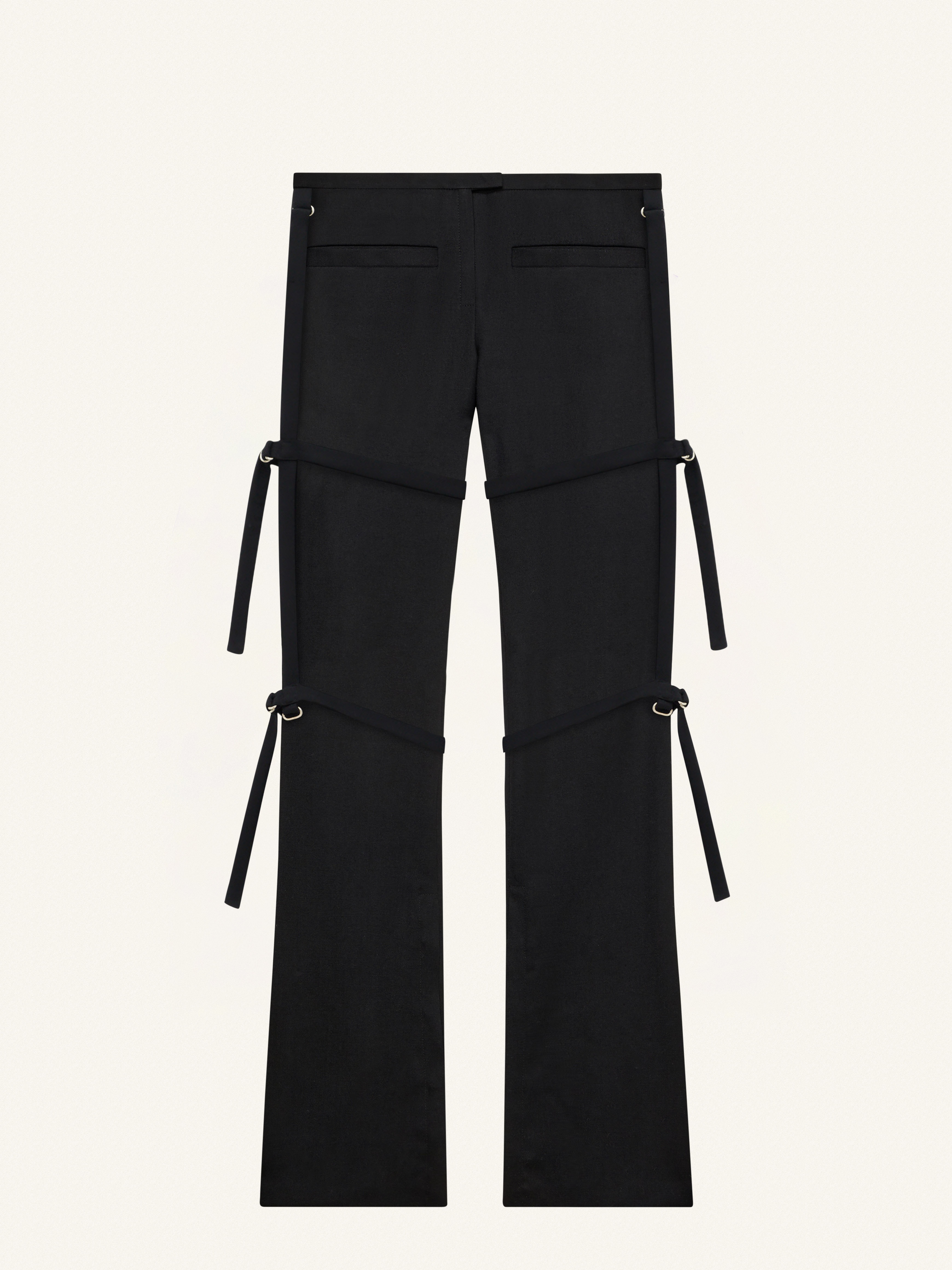 MULTI-STRAPS LIGHT WOOL BOOTCUT PANTS - 1