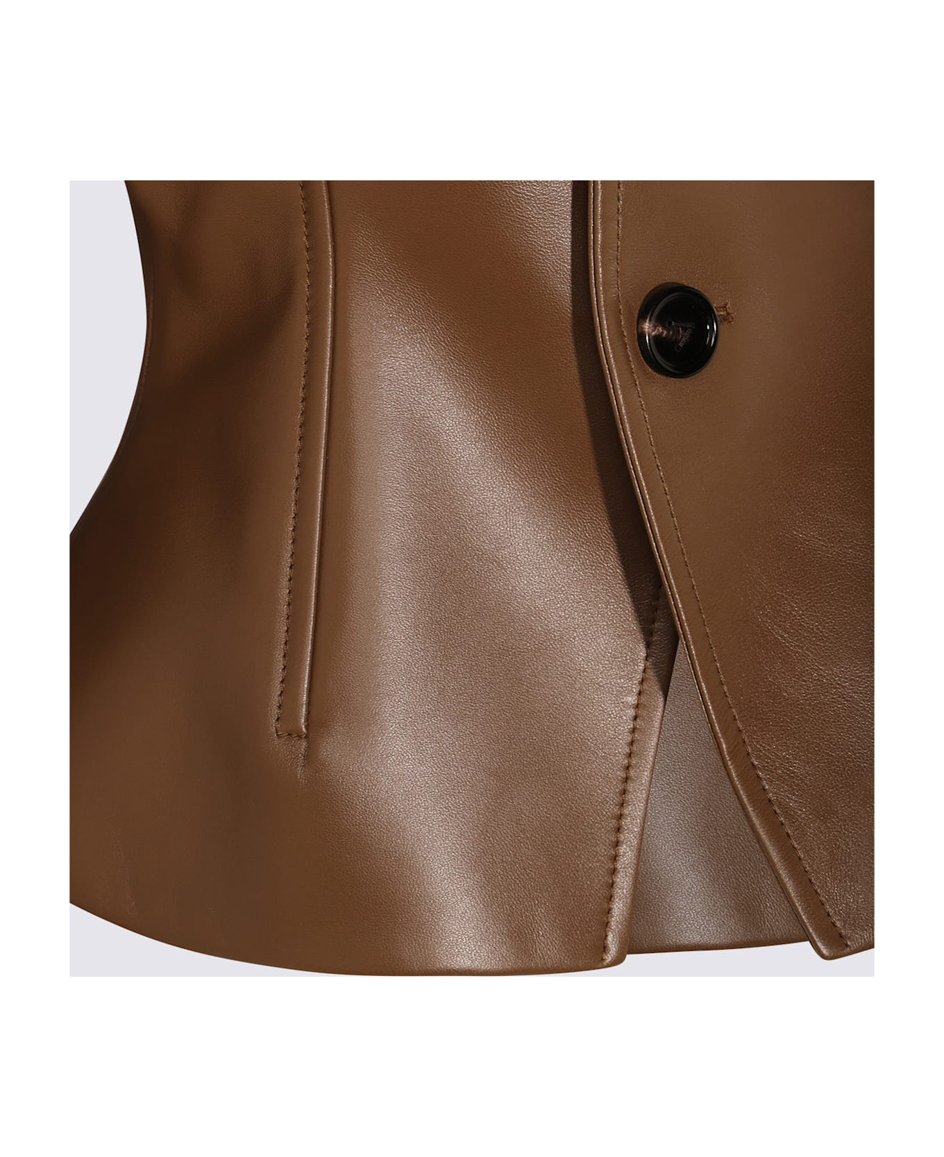 Brown Leather Casual Jacket - 3
