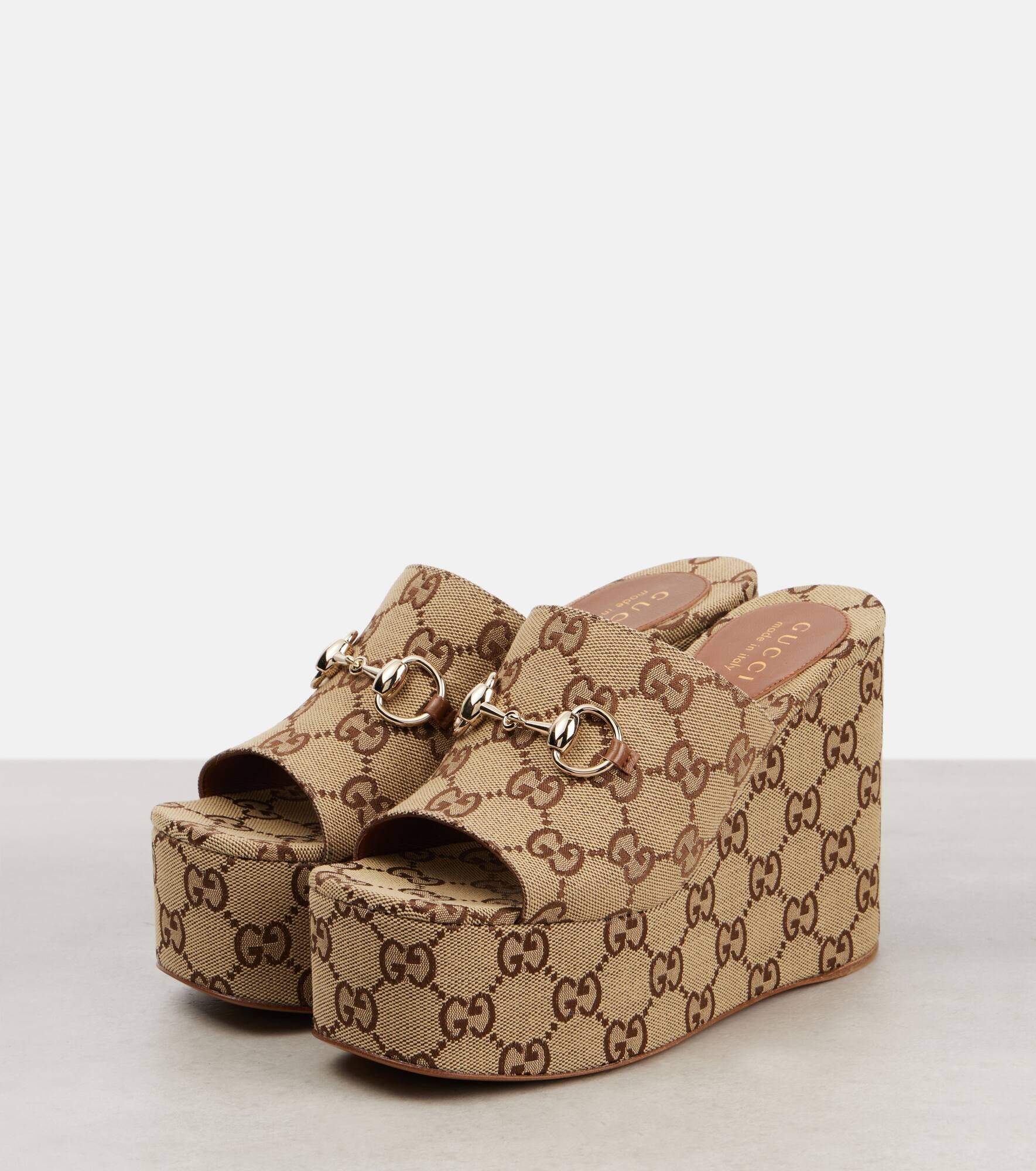 Carmen Horsebit 60 canvas platform sandals - 4