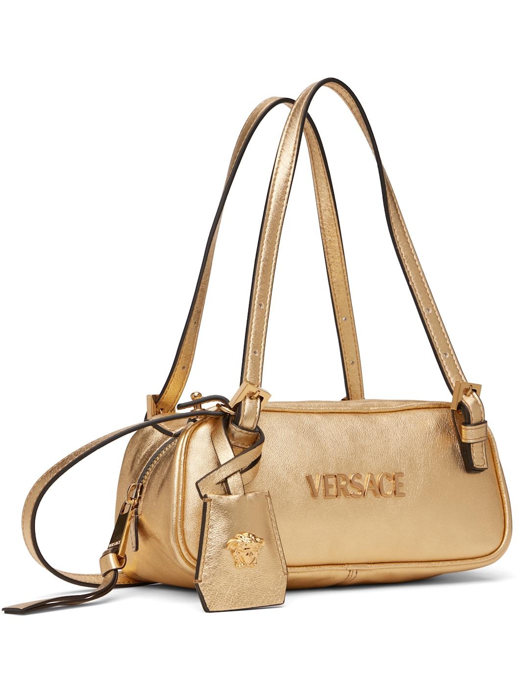 Gold 'Versace' Tag Bowling Metallic Mini Bag - 2