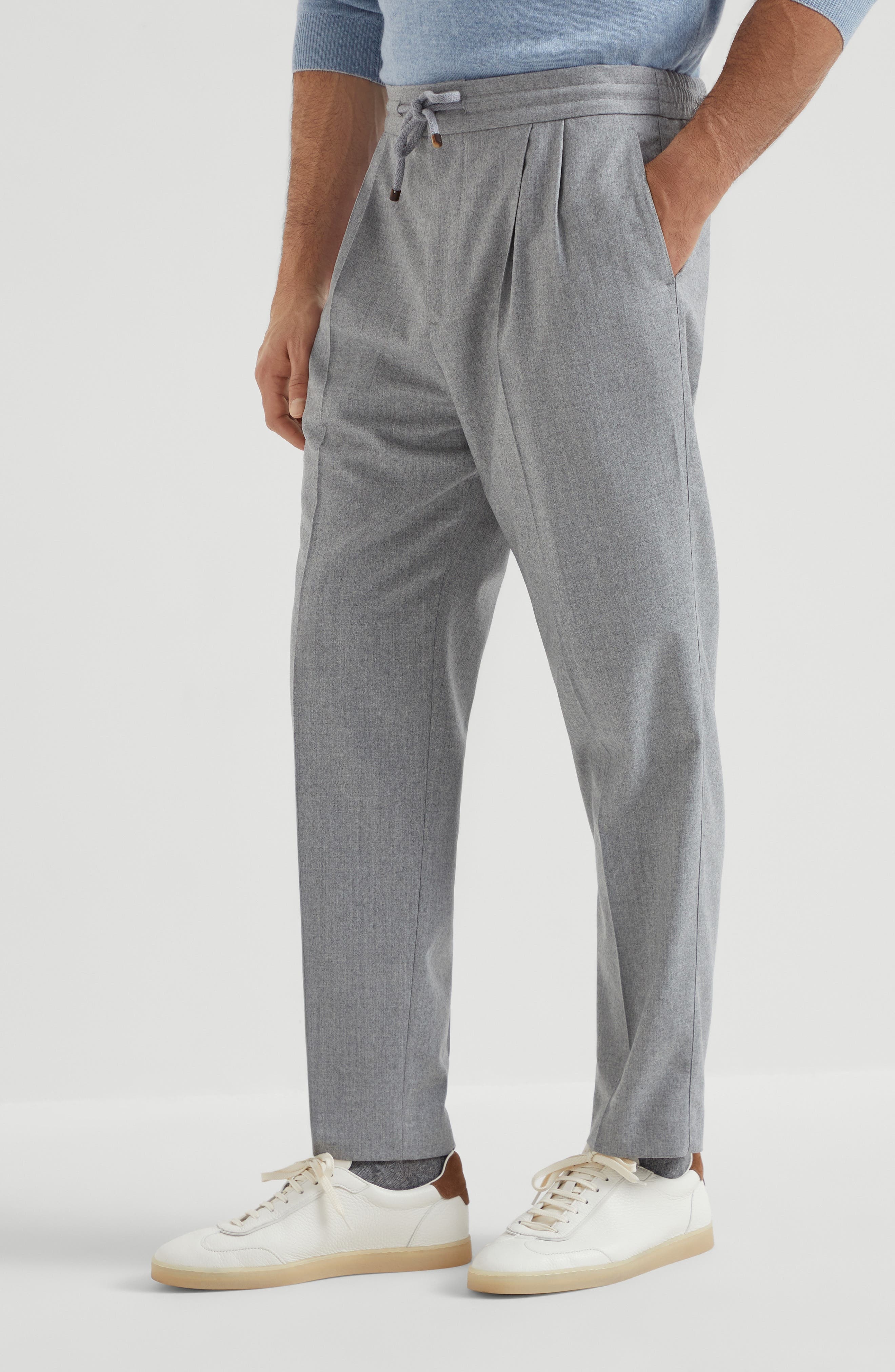 Brunello Cucinelli Virgin wool flannel trousers in Pearl Grey at Nordstrom - 2