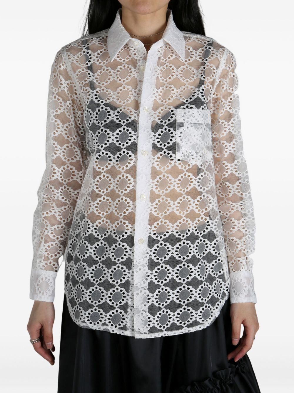 sheer lace shirt - 2