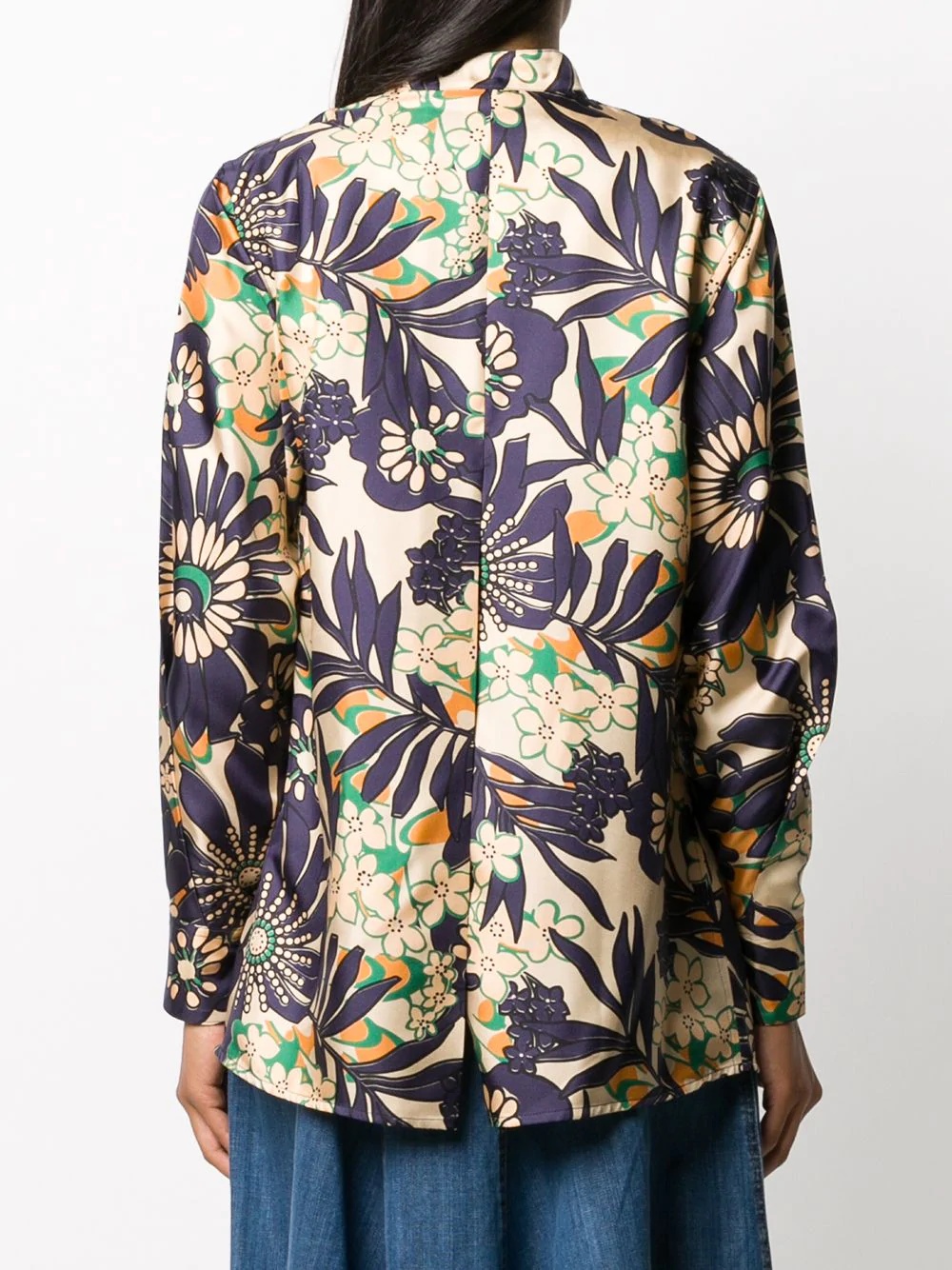 floral-print silk blouse - 4