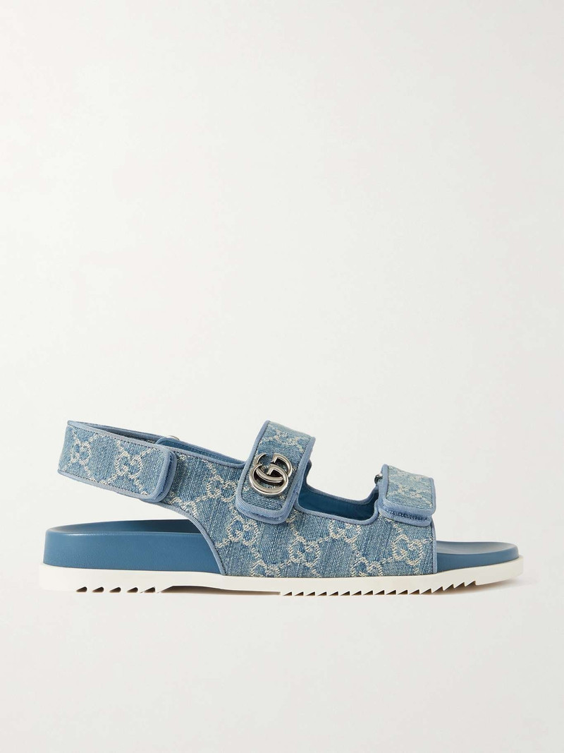 Moritz embellished denim-jacquard slingback sandals - 1