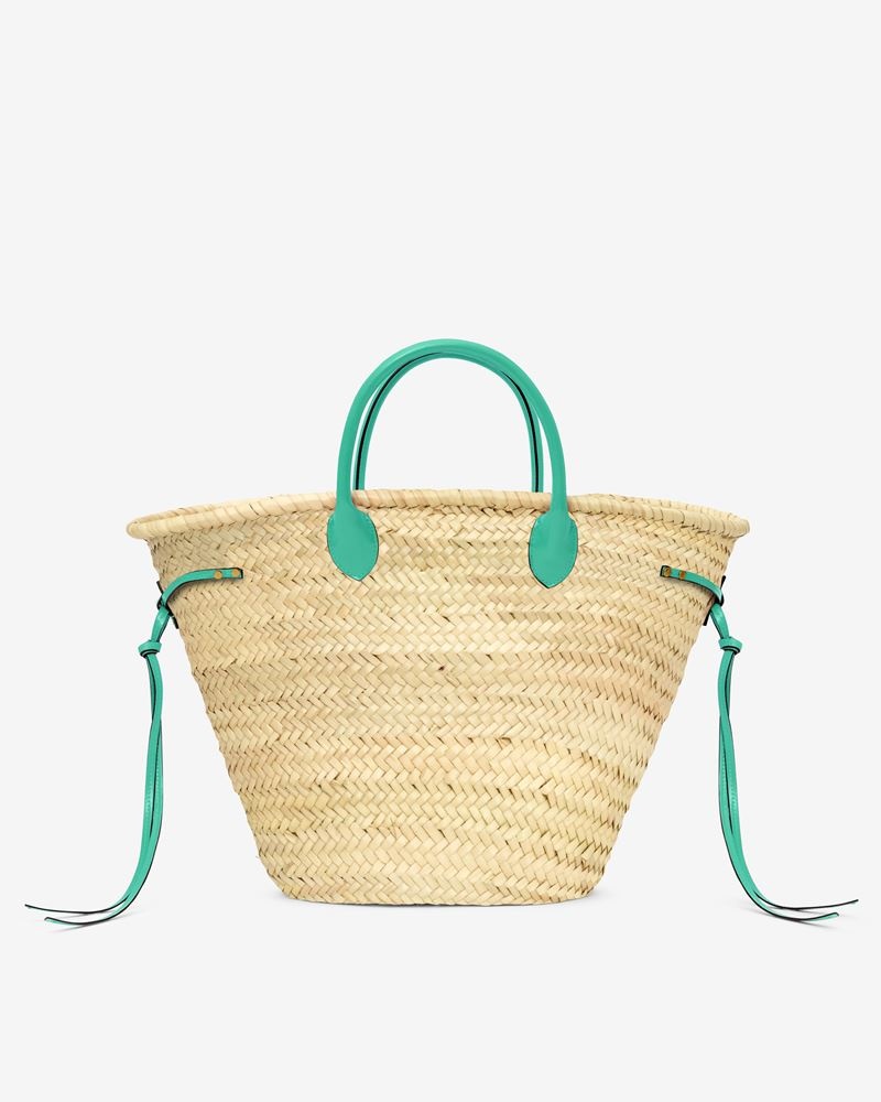 CADIX RAFFIA AND LEATHER BASKET BAG - 2