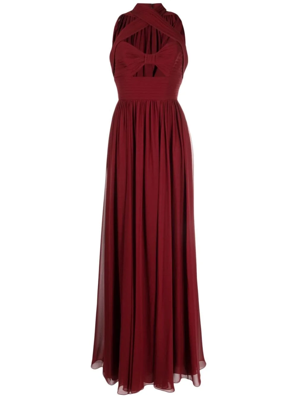 hooded sleeveless silk gown - 1