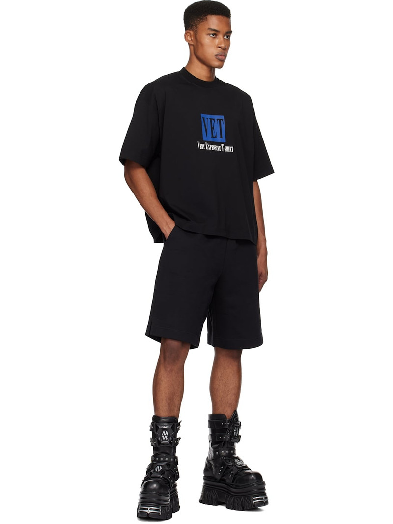 VETEMENTS Black Oval Logo Shorts outlook