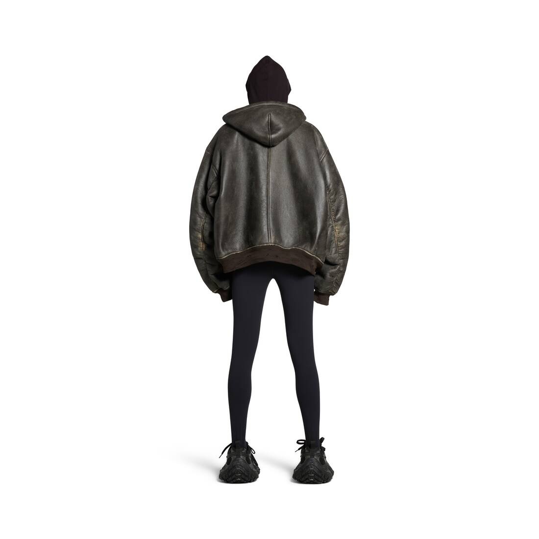 Shearling Zip-up Hoodie Large Fit in Brown - 4