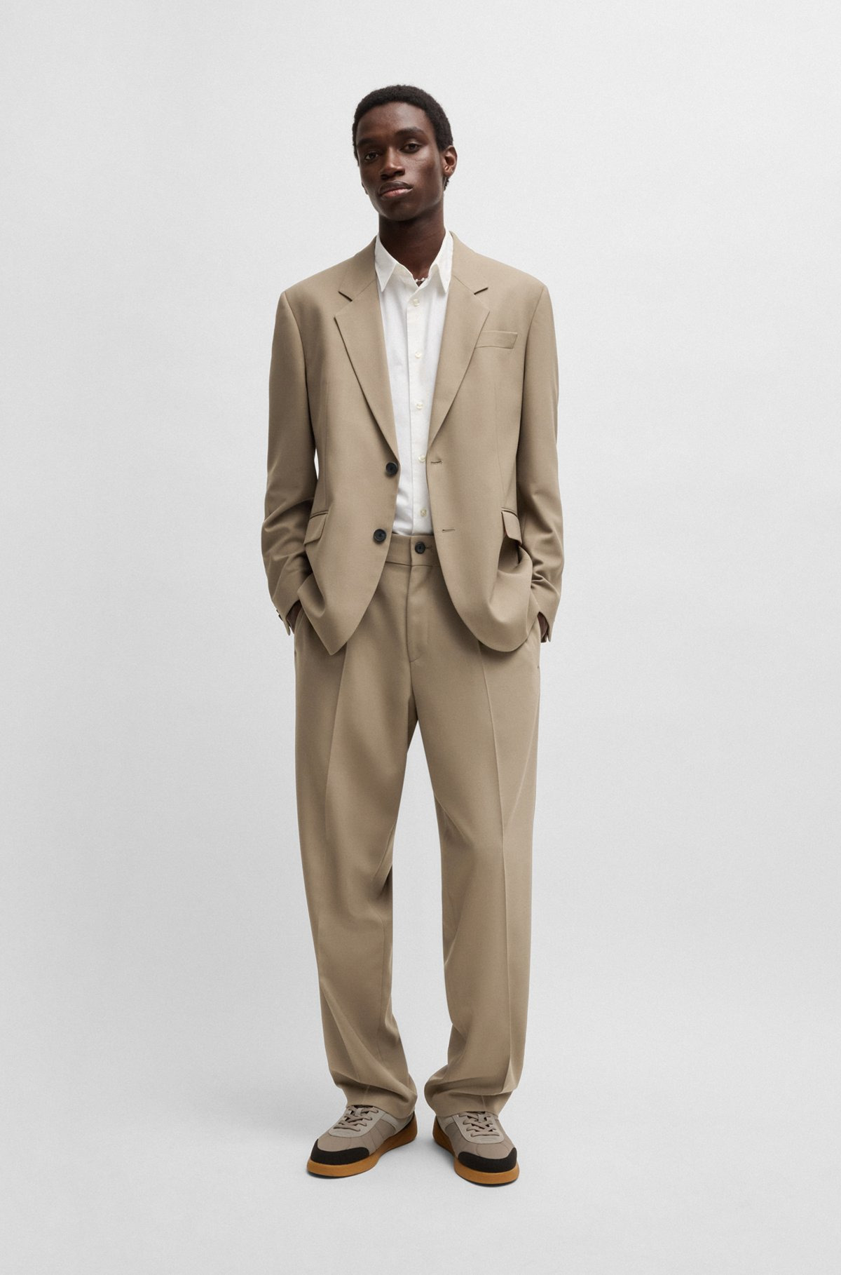 MODERN-FIT TROUSERS IN STRETCH TWILL WITH FRONT CREASE - 3